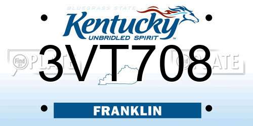3VT708 Kentucky License Plate