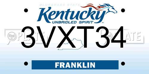 3VXT34 Kentucky License Plate