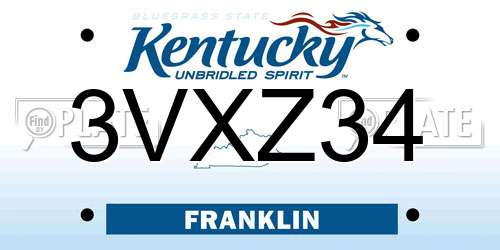 3VXZ34 Kentucky License Plate