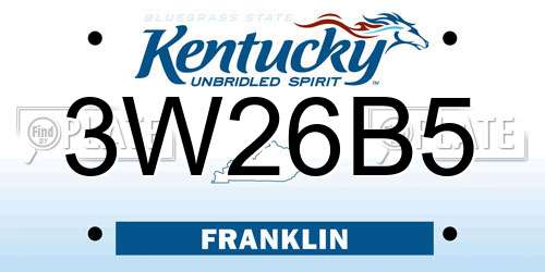3W26B5 Kentucky License Plate
