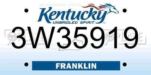 3W35919 Kentucky License Plate