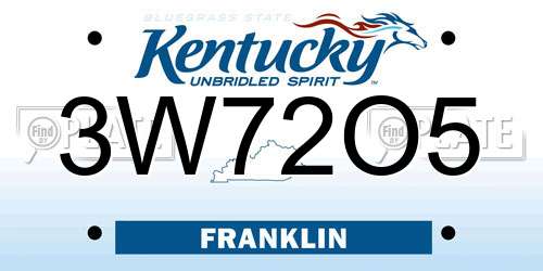3W72O5 Kentucky License Plate