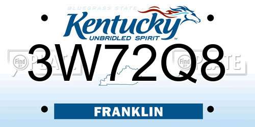3W72Q8 Kentucky License Plate