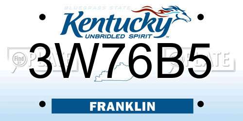 3W76B5 Kentucky License Plate
