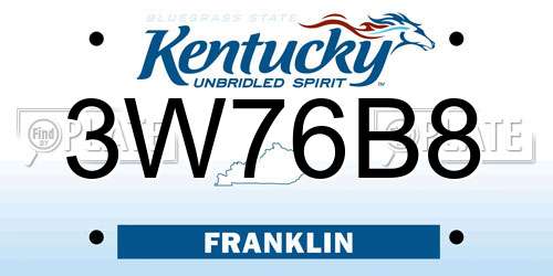3W76B8 Kentucky License Plate