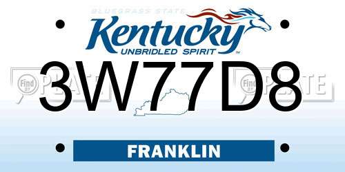 3W77D8 Kentucky License Plate
