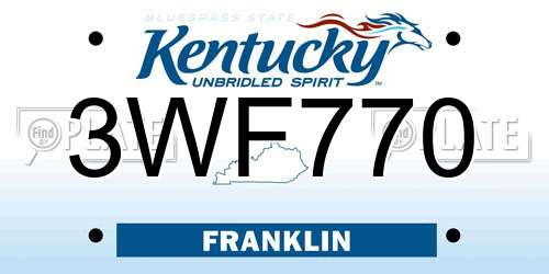 3WF770 Kentucky License Plate