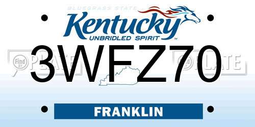 3WFZ70 Kentucky License Plate