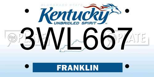 3WL667 Kentucky License Plate