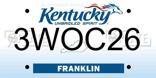 3WOC26 Kentucky License Plate