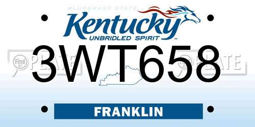 3WT658 Kentucky License Plate