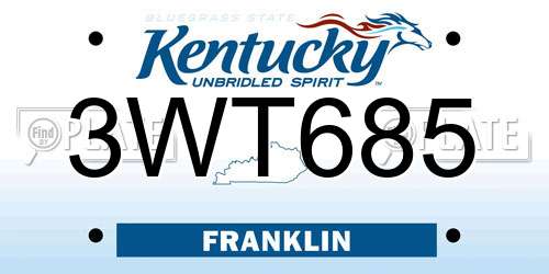 3WT685 Kentucky License Plate