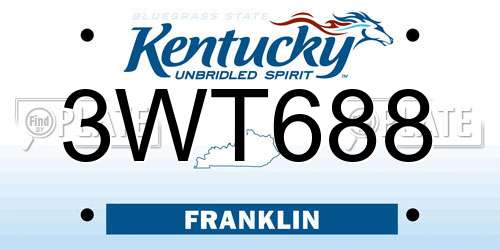 3WT688 Kentucky License Plate