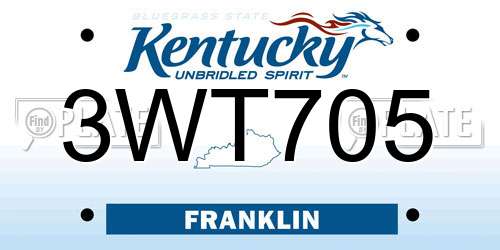 3WT705 Kentucky License Plate