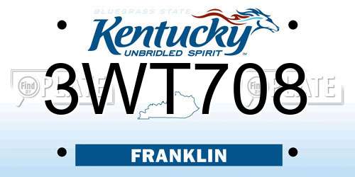 3WT708 Kentucky License Plate
