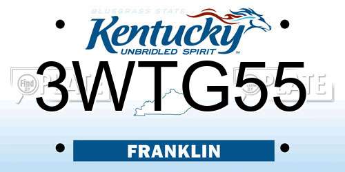 3WTG55 Kentucky License Plate