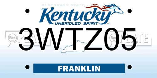 3WTZ05 Kentucky License Plate