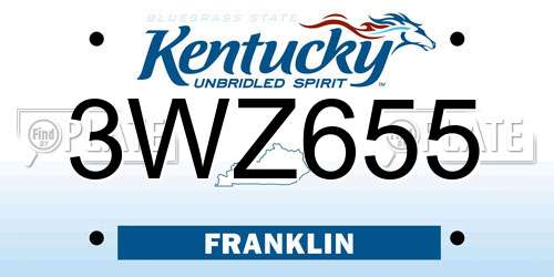 3WZ655 Kentucky License Plate