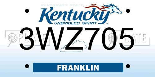3WZ705 Kentucky License Plate