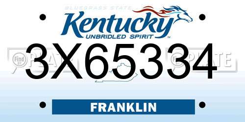 3X65334 Kentucky License Plate