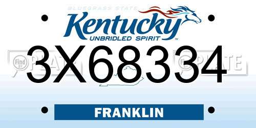3X68334 Kentucky License Plate