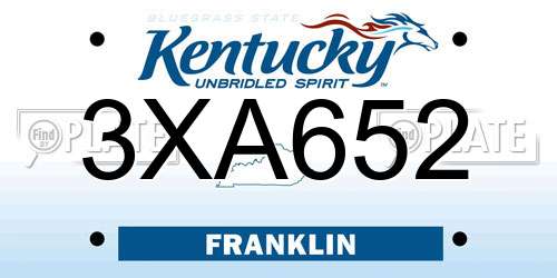 3XA652 Kentucky License Plate