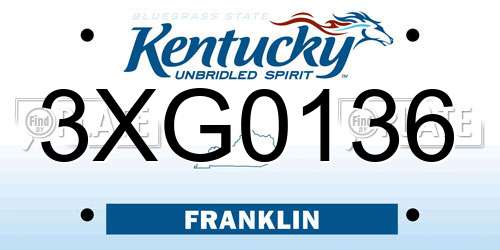 3XG0136 Kentucky License Plate