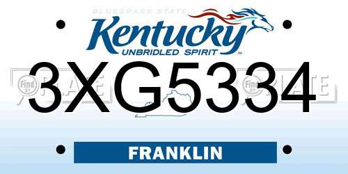 3XG5334 Kentucky License Plate