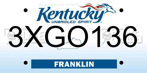 3XGO136 Kentucky License Plate