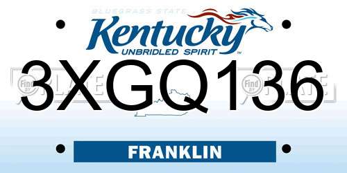 3XGQ136 Kentucky License Plate