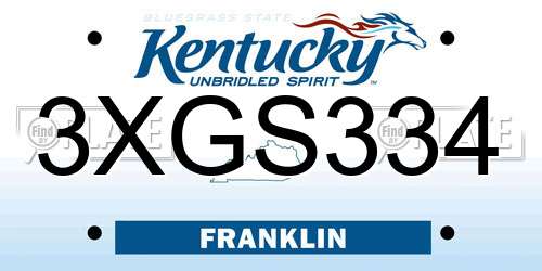 3XGS334 Kentucky License Plate