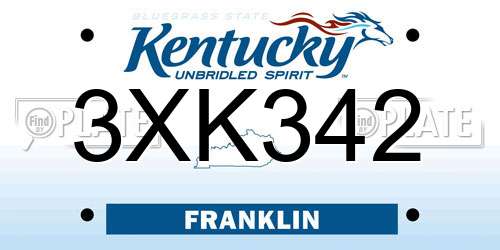 3XK342 Kentucky License Plate