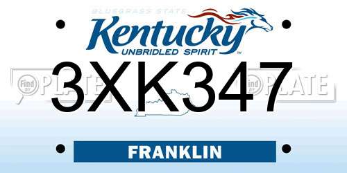 3XK347 Kentucky License Plate