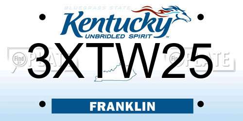 3XTW25 Kentucky License Plate