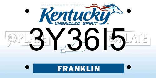 3Y36I5 Kentucky License Plate