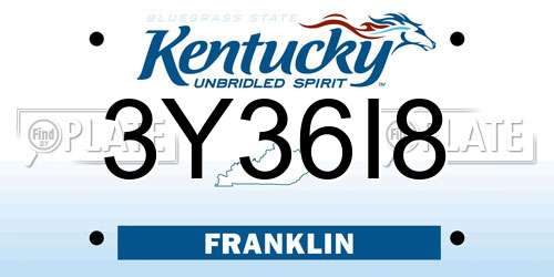 3Y36I8 Kentucky License Plate