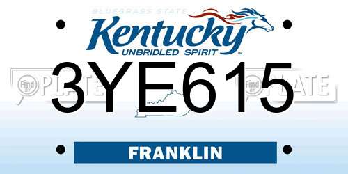 3YE615 Kentucky License Plate