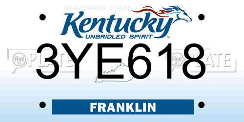 3YE618 Kentucky License Plate