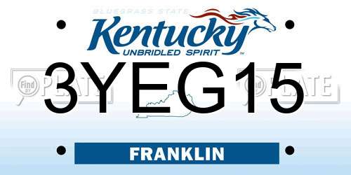 3YEG15 Kentucky License Plate