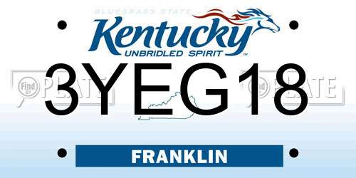 3YEG18 Kentucky License Plate