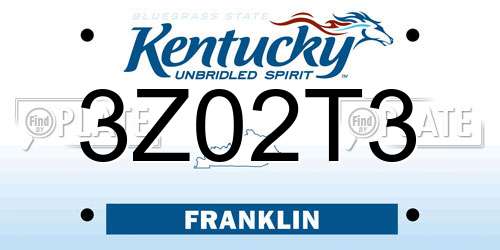 3Z02T3 Kentucky License Plate