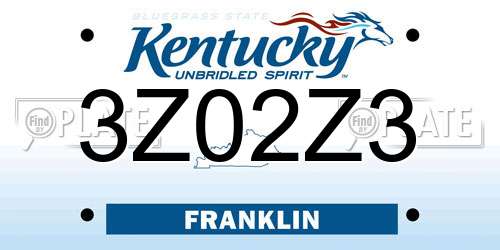 3Z02Z3 Kentucky License Plate
