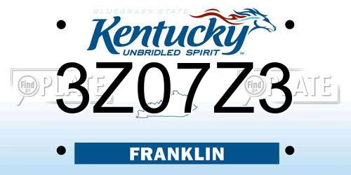 3Z07Z3 Kentucky License Plate