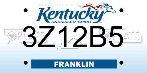 3Z12B5 Kentucky License Plate
