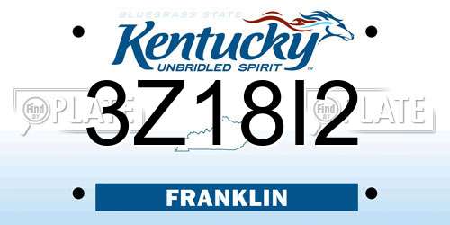 3Z18I2 Kentucky License Plate