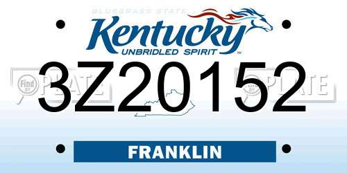 3Z20152 Kentucky License Plate