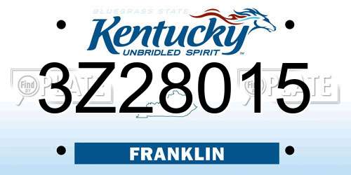 3Z28015 Kentucky License Plate