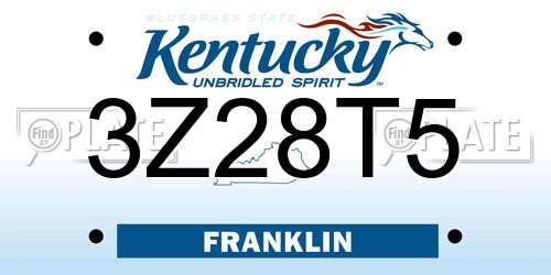 3Z28T5 Kentucky License Plate