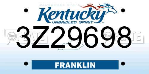3Z29698 Kentucky License Plate