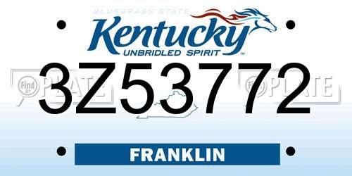 3Z53772 Kentucky License Plate